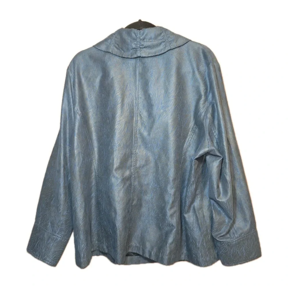TRIBAL Studio‎ Jacket Women's 2X GUC Boho Chic Blue Zip Front Lightweight ✨